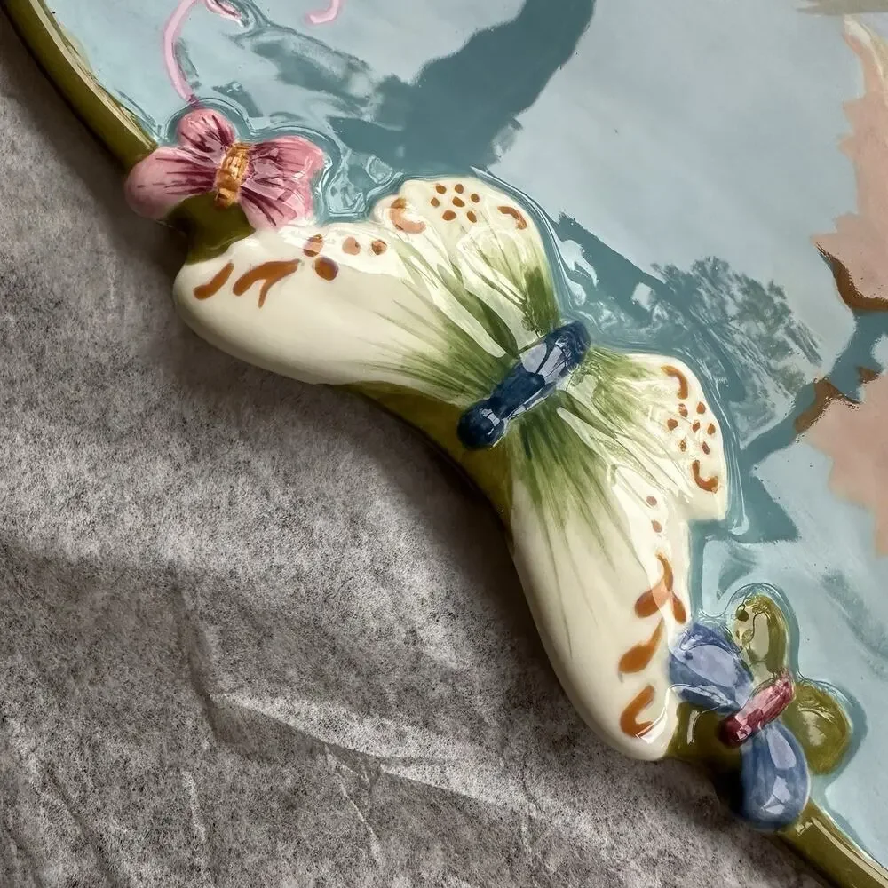 Tracy Porter Papillon Collection LARGE Platter Butterfly Floral Nature Blue WOW